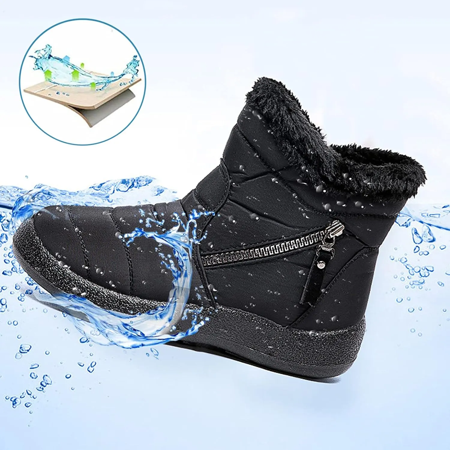 Womens Snow Boots Slip On Winter Boots for Ladies 2024 Womens Snow Boots Winter Fur Lined Ankle Boot Winter Boot for Elderly Women Wide Calf Boots for Women Mens Snow Booties