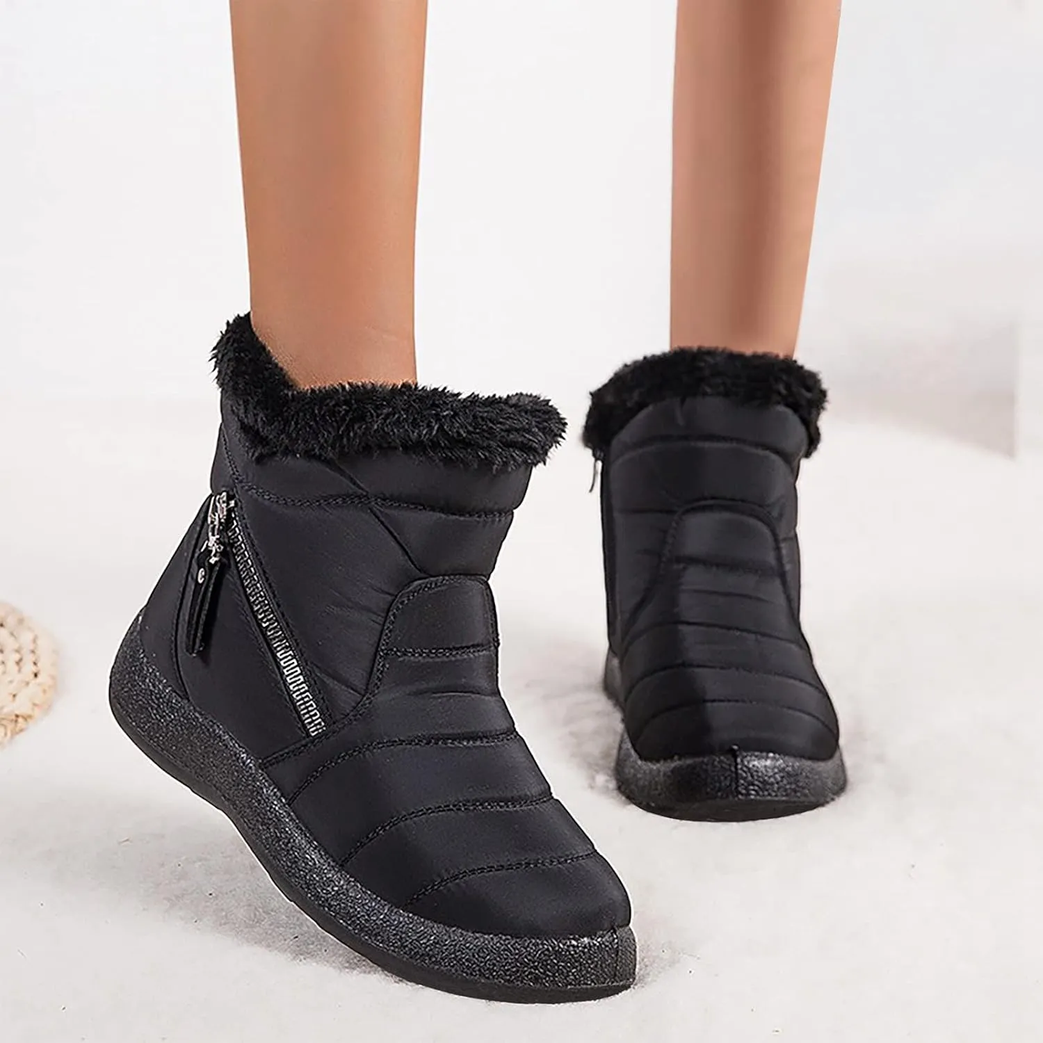 Womens Snow Boots Slip On Winter Boots for Ladies 2024 Womens Snow Boots Winter Fur Lined Ankle Boot Winter Boot for Elderly Women Wide Calf Boots for Women Mens Snow Booties