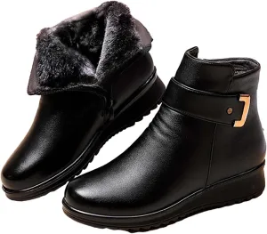 Womens Snow Boots Waterproof Plush Lined Snow Boots Womens Snow Boots Winter Warm Booties Slip On Snow Boot for Women Waterproof Brown Boots for Women Mens Snow Booties