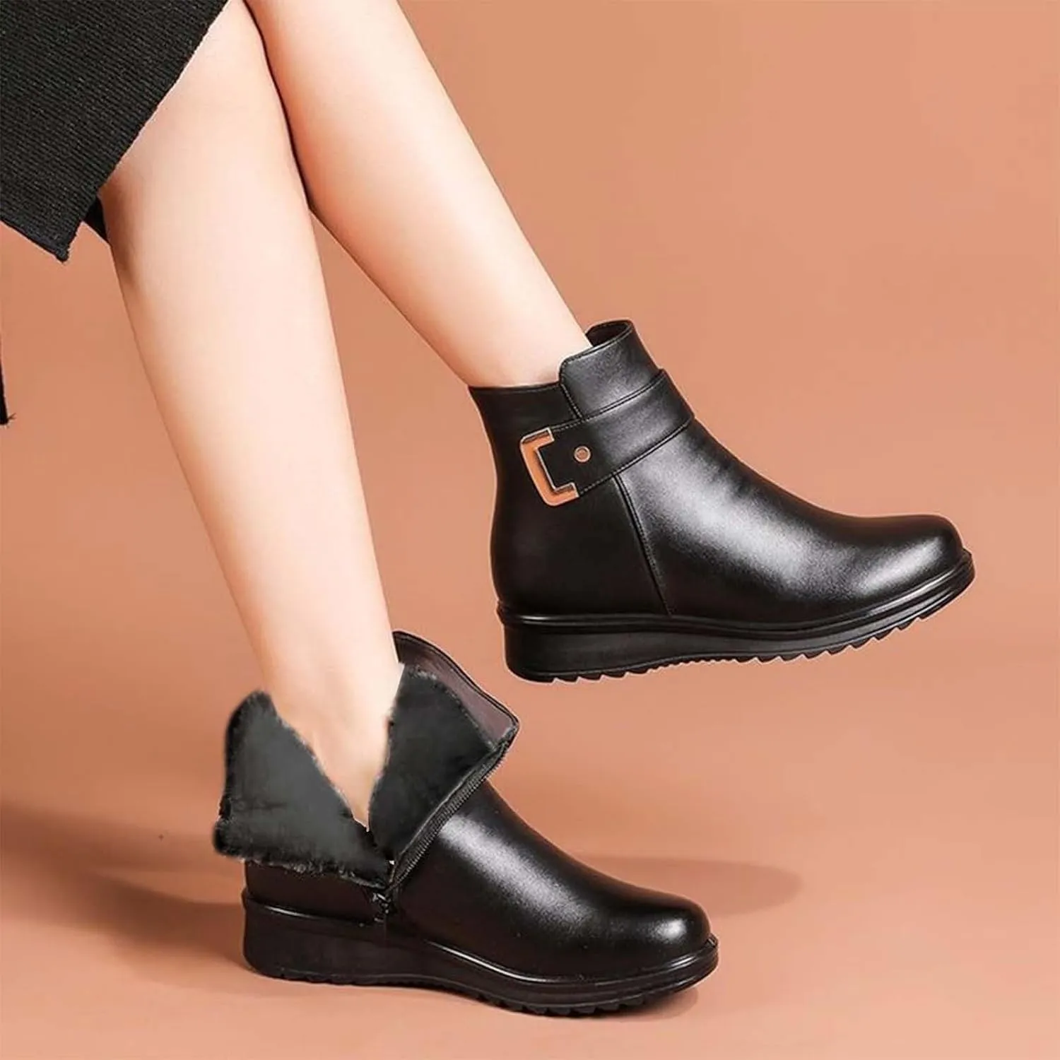 Womens Snow Boots Waterproof Plush Lined Snow Boots Womens Snow Boots Winter Warm Booties Slip On Snow Boot for Women Waterproof Brown Boots for Women Mens Snow Booties