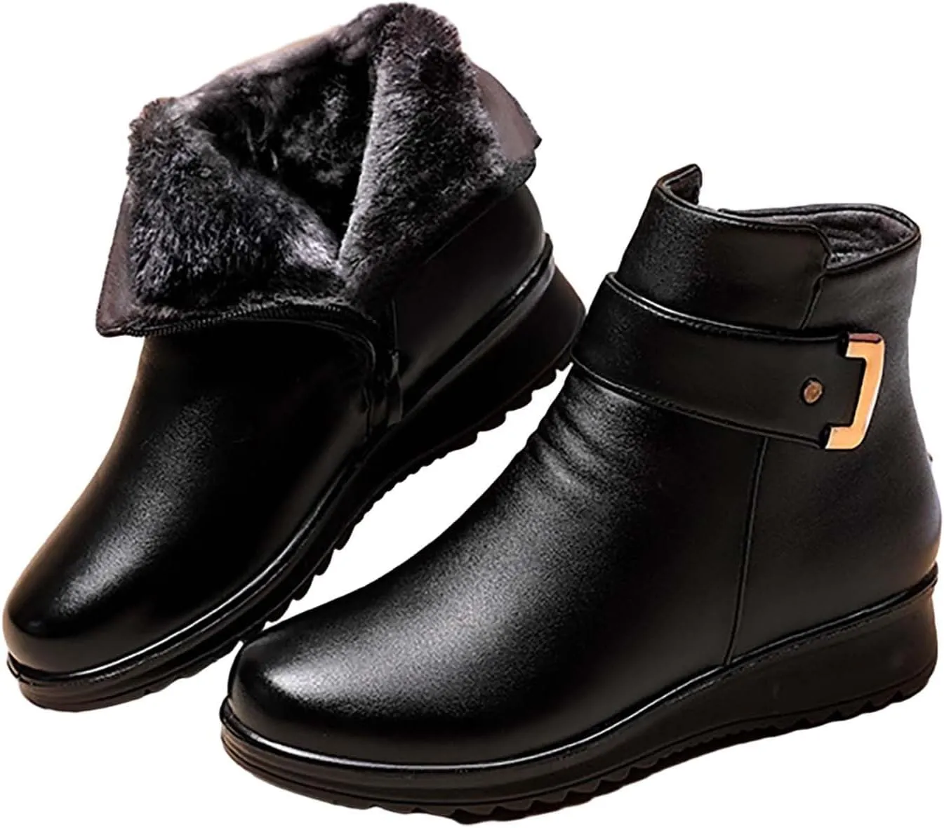 Womens Snow Boots Waterproof Plush Lined Snow Boots Womens Snow Boots Winter Warm Booties Slip On Snow Boot for Women Waterproof Brown Boots for Women Mens Snow Booties