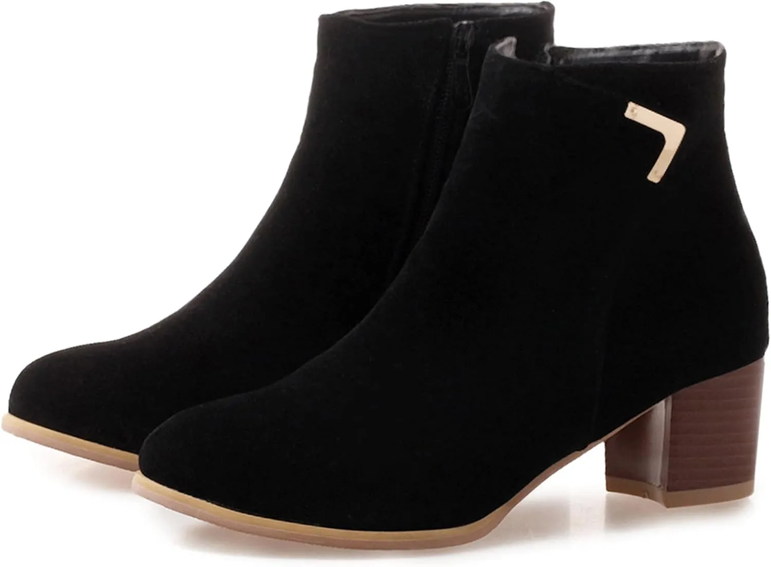 Womens Suede Ankle Boots Casual Chunky Heels