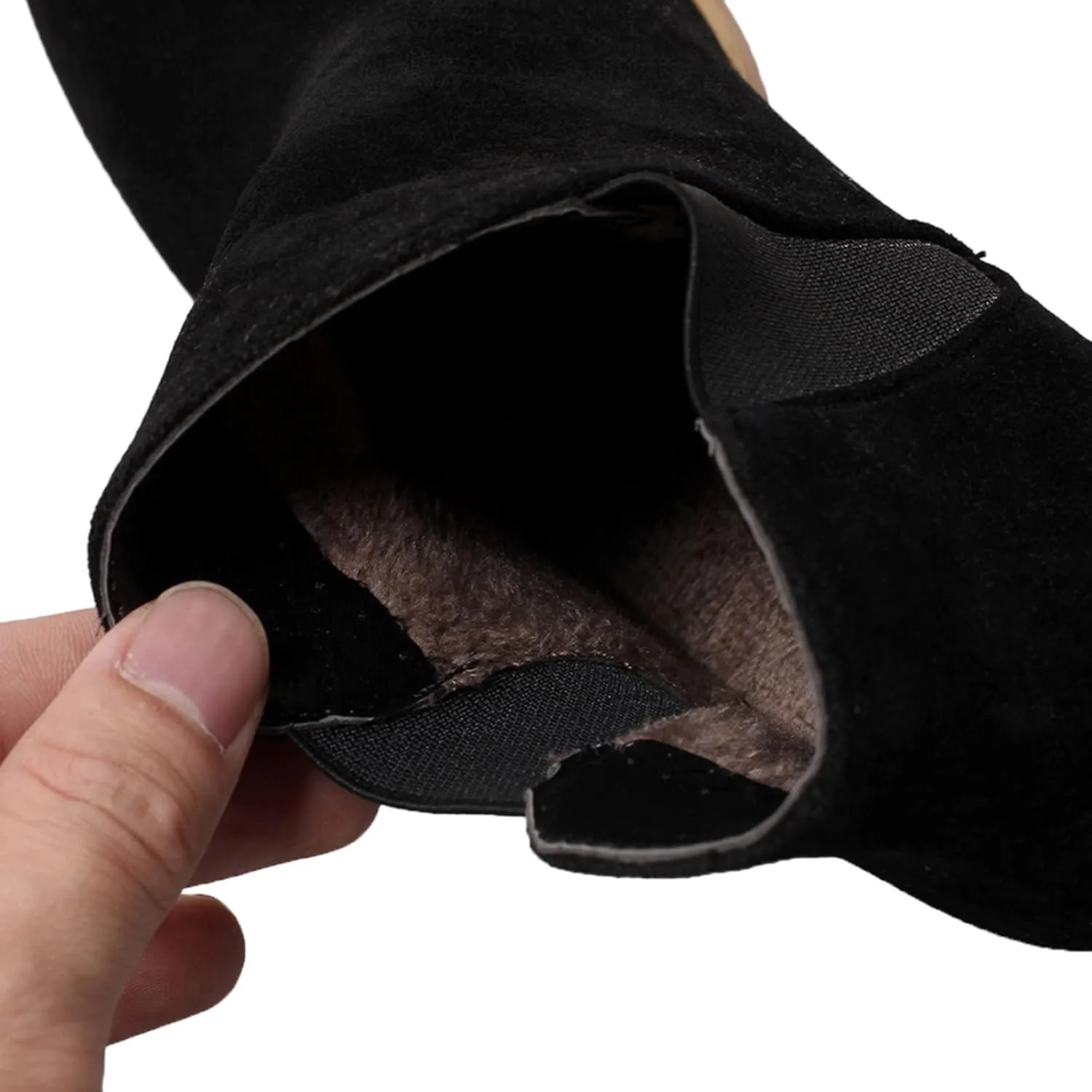 Womens Suede Ankle Boots Casual Chunky Heels