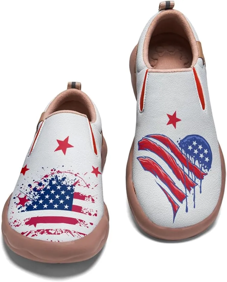 Women's Travel Shoes American Flag Art Sneaker Painted Canvas Slip-Ons Ladies Loafers