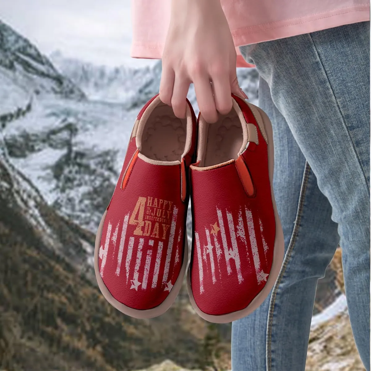 Women's Travel Shoes American Flag Art Sneaker Painted Canvas Slip-Ons Ladies Loafers