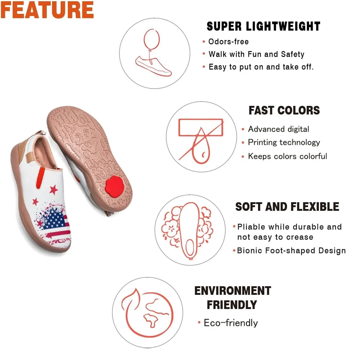 Women's Travel Shoes American Flag Art Sneaker Painted Canvas Slip-Ons Ladies Loafers