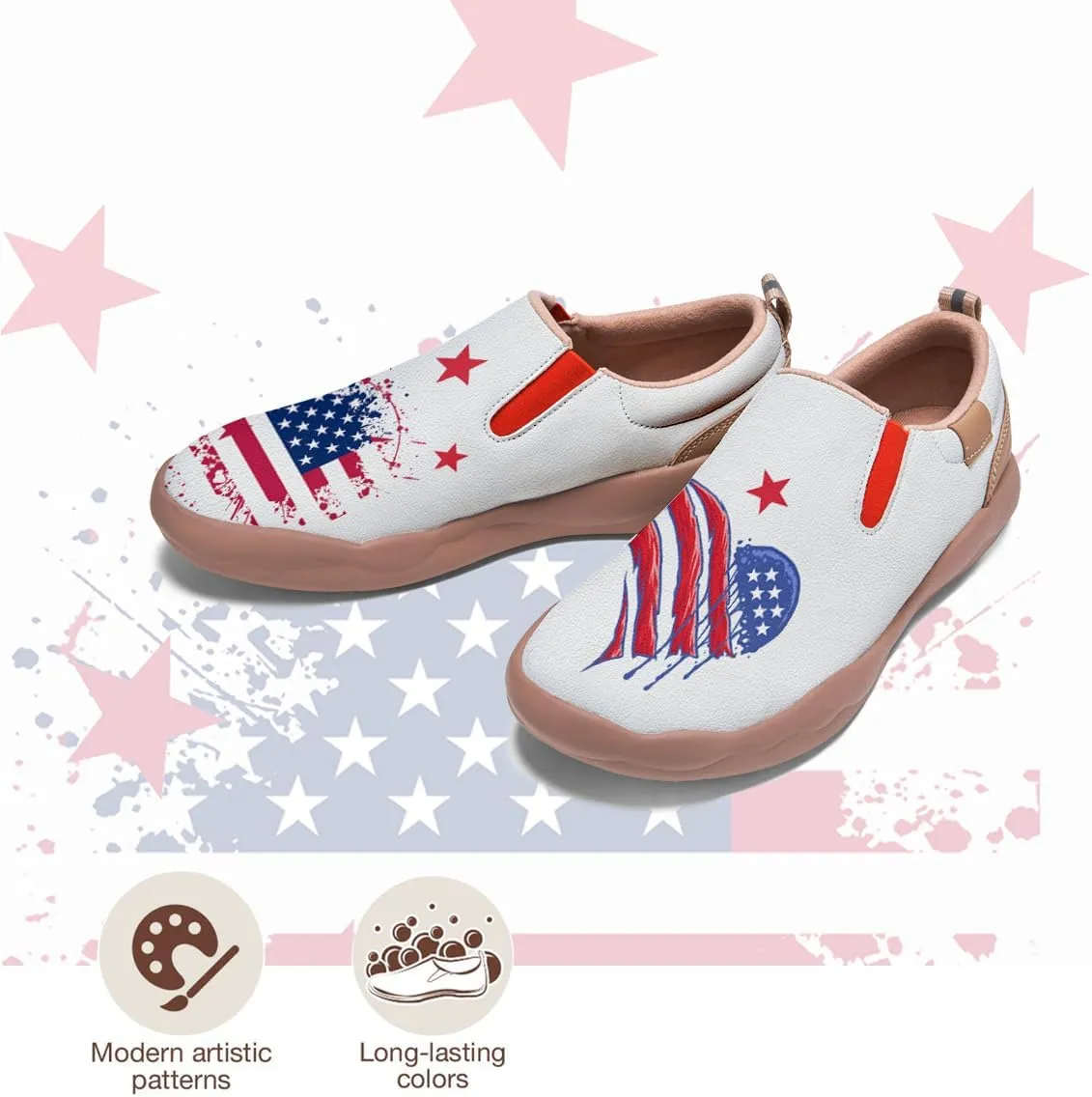 Women's Travel Shoes American Flag Art Sneaker Painted Canvas Slip-Ons Ladies Loafers