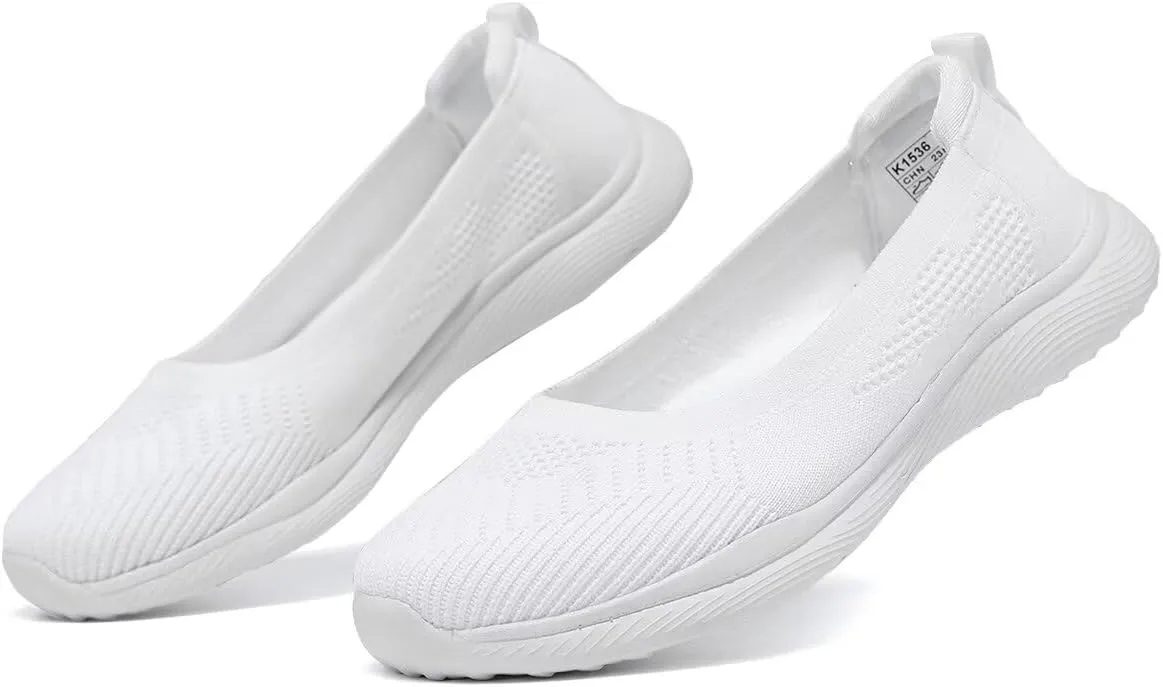 Women's Walking Shoes Breathable Lightweight Fashion Loafers Slip-Ons Sneakers Mesh Casual Ballet Flat Nurse Dress