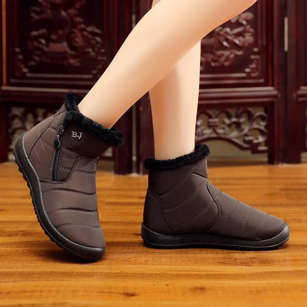 Women's Winter Boots with Zipper Adults Plush Lined Boots Womens Winter Snow Boots with Warm Fur Lining Bj Waterproof Boot Womens Cowboy Boots Men Winter Booties