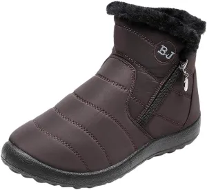 Women's Winter Boots with Zipper Adults Plush Lined Boots Womens Winter Snow Boots with Warm Fur Lining Bj Waterproof Boot Womens Cowboy Boots Men Winter Booties