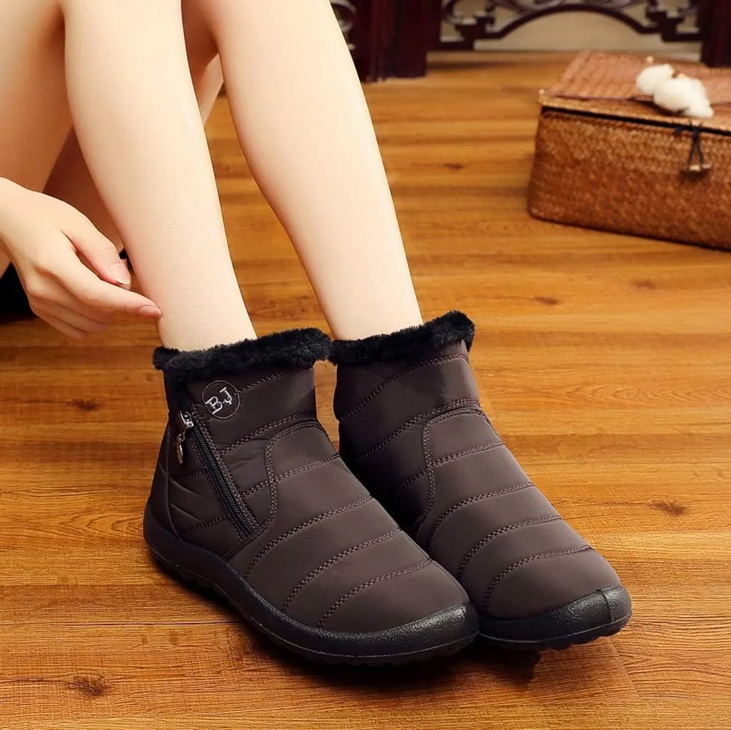 Women's Winter Boots with Zipper Adults Plush Lined Boots Womens Winter Snow Boots with Warm Fur Lining Bj Waterproof Boot Womens Cowboy Boots Men Winter Booties