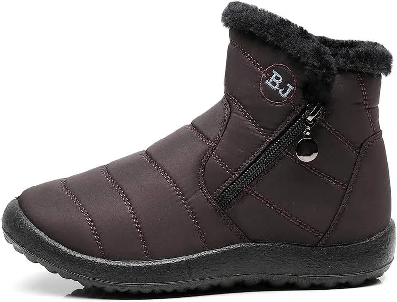 Women's Winter Boots with Zipper Adults Plush Lined Boots Womens Winter Snow Boots with Warm Fur Lining Bj Waterproof Boot Womens Cowboy Boots Men Winter Booties