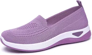 Women's Woven Orthopedic Breathable Soft Shoes with Arch Support Slip On Wide Diabetic Footwear Athletic Sport Running Sneakers Soft Sole Sneaker