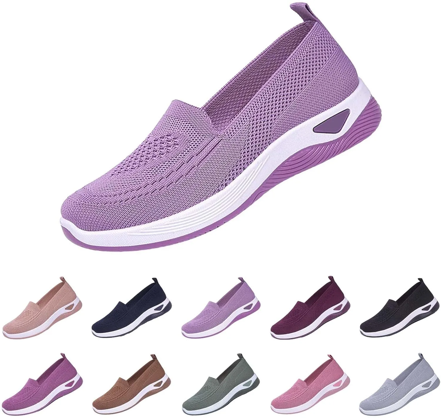 Women's Woven Orthopedic Breathable Soft Shoes with Arch Support Slip On Wide Diabetic Footwear Athletic Sport Running Sneakers Soft Sole Sneaker