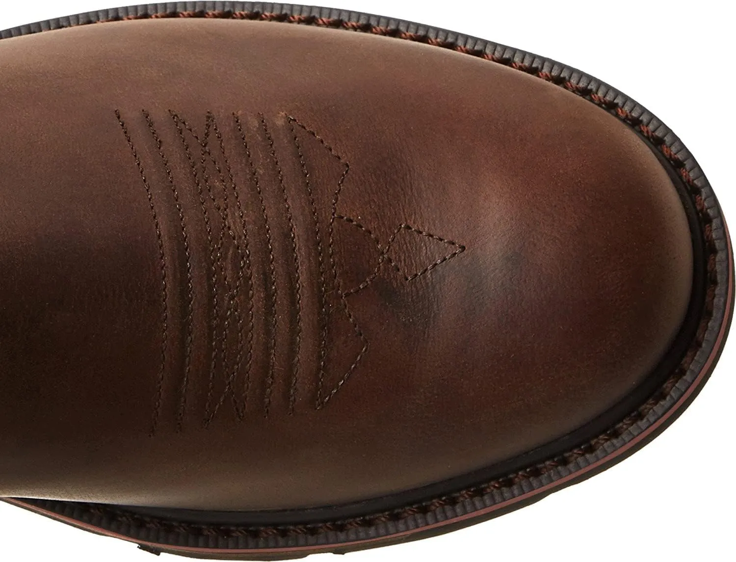 Work Boots for Men - Composite Toe Brown Combat Boots, Pull On Chunky Heel Round Toe Cowboy Boots