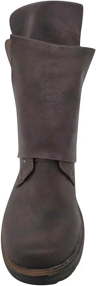 ZBYY Women's Buckle Ankle Boots,Winter PU Leather Combat Ankle Boots Toe Side Zipper Buckle Block Low Heel Casual Shoes