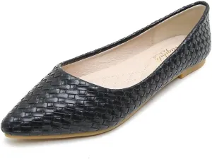 ZTWUTANG Stunner Women's Cute Pointed Toe Flat Ballet Shoes Comfortable Dress Shoes Black 39(7) B Black